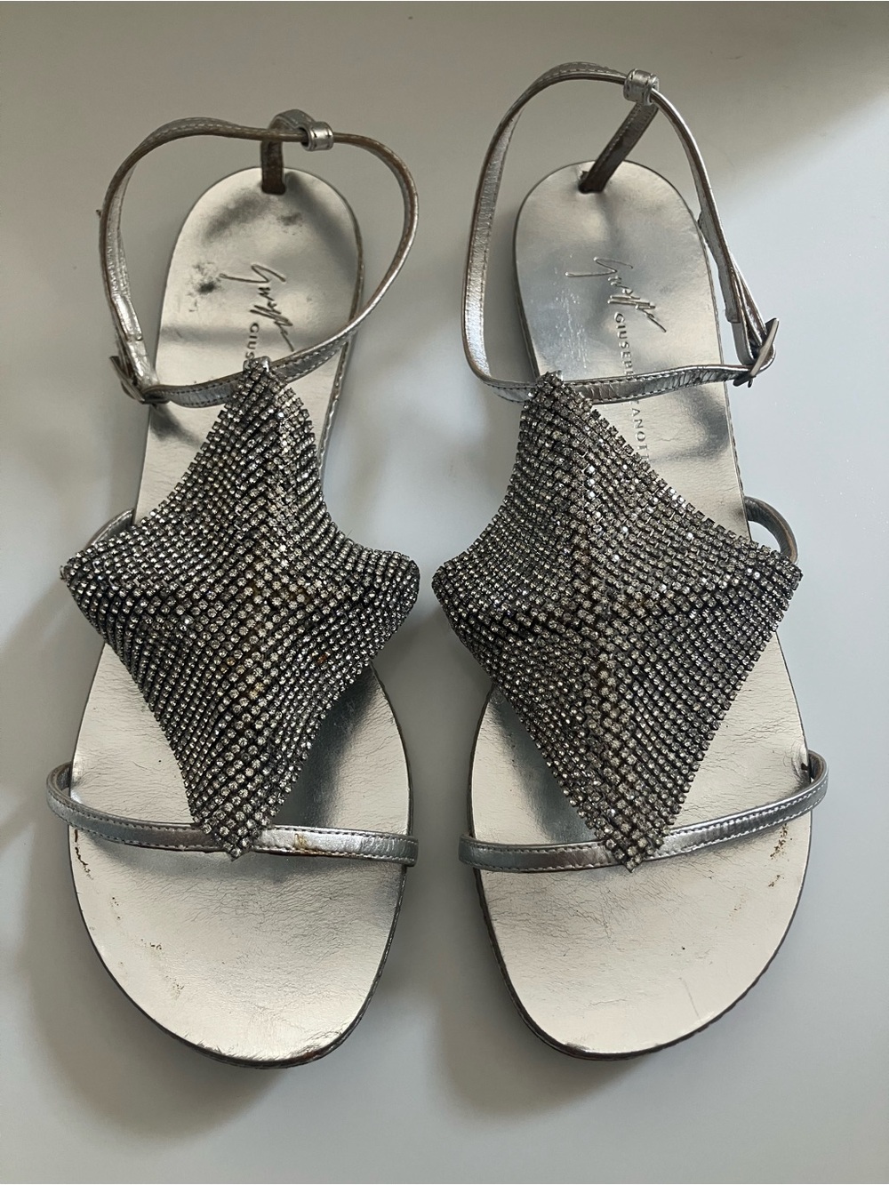 Giuseppe Zanotti Silver Crystal-Embellished Women's Sandals